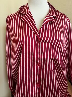 H&M sateen Red and White Striped Pajama Top